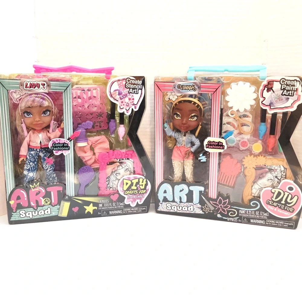 Art Squad Dolls Layla Serena DIY Create Paint Art Fashion Dolls NEW Sealed Lot